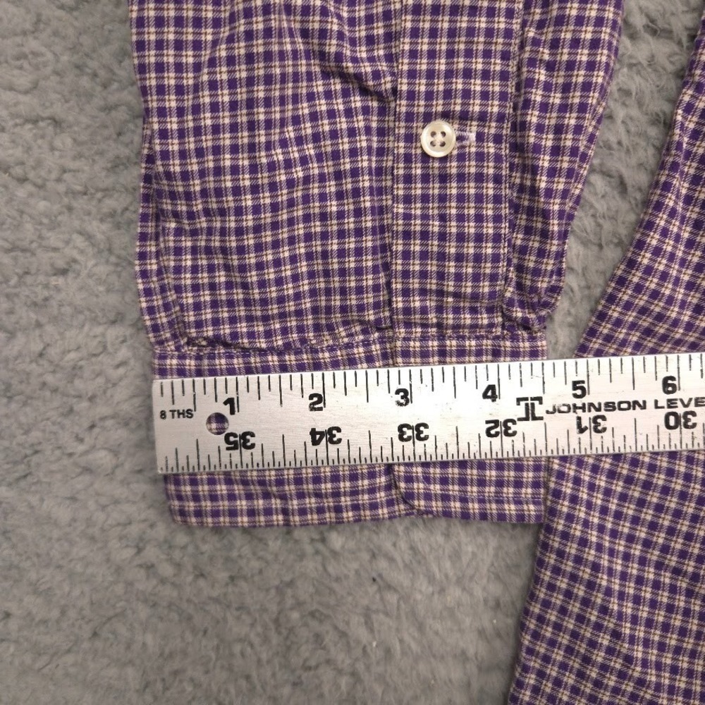 Ralph Lauren Button Down Shirt Men XL Purple Micro Plaid Classic Fit Long Sleeve - Picture 6 of 10